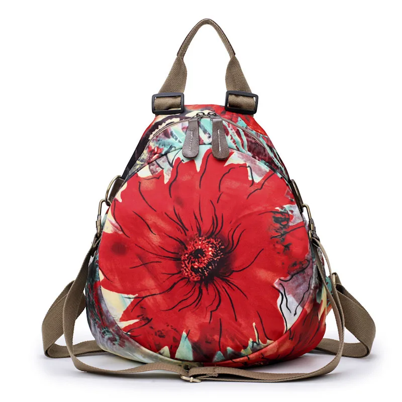 

4PCS / LOT New Fashion Women's Backpack Girl High Capacity Shoulder Bag Vintage Handmade Printing Flower Woman Leisure Bag
