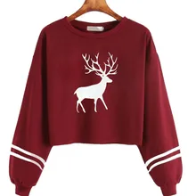 Chamsgend 2019 스웨터 여성 사슴 스트라이프 인쇄 kpop o-넥 긴 소매 까마(China)