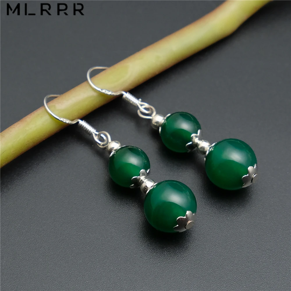 

Vintage Classic Natural Agates Stone Jewelry Romantic High Quality Emeralds Agates Pendant Charms Drop Earrings for Women