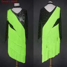 Стиль Костюмы для латинских танцев сексуальный алмаз с одним рукавом конкурс латиноамериканских танцев платья для женщин детское платье для латинских танцев