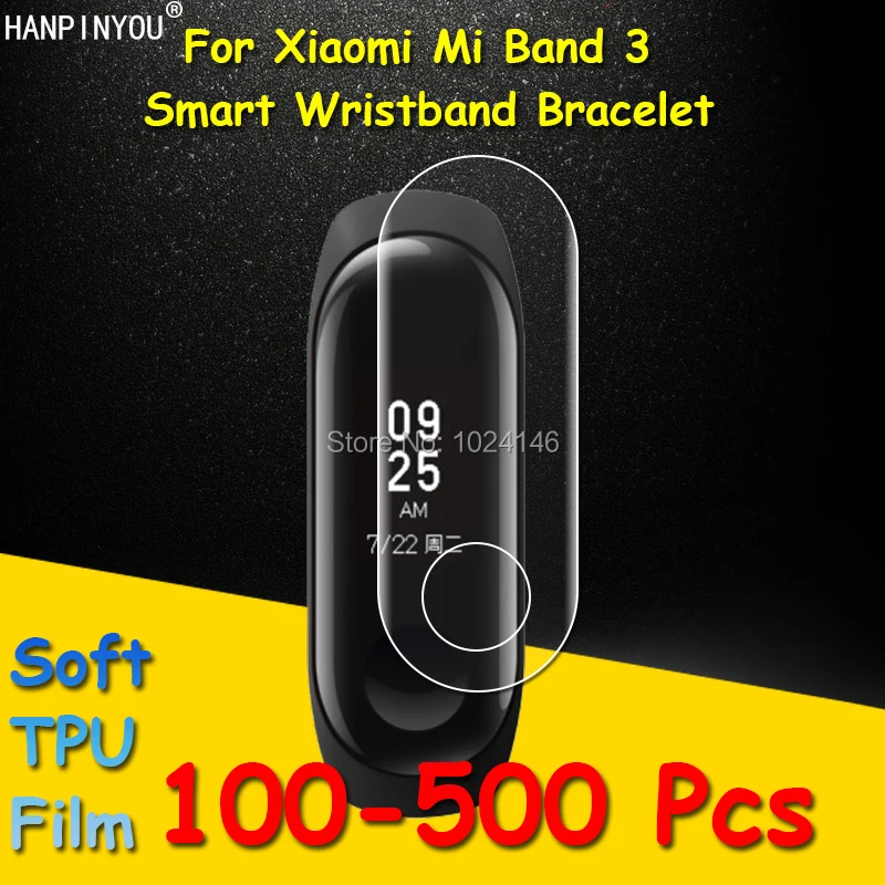 100 шт./лот для смарт браслета Xiaomi Mi Band 3 Band3 Miband Прозрачная мягкая защитная пленка