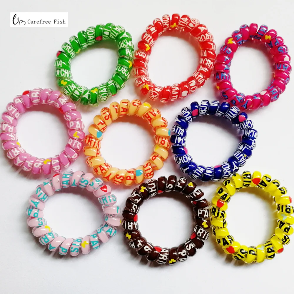 

1 pcs Transparent Popular hairwear candy-colored telephone wire hair band hair rope wholesale hair accessories for women
