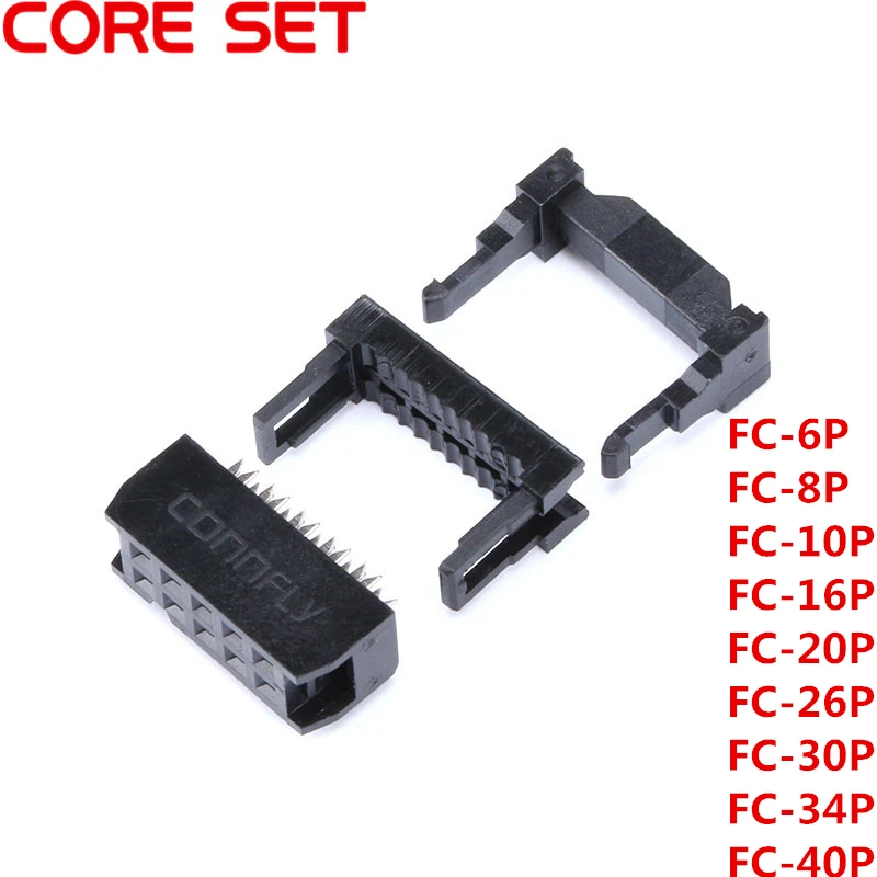 10 шт./набор, FC-6P FC-8P FC-10P FC-14P FC-16P для FC-40P IDC разъем 2x5 Pin Dual Row шаг 2,54 мм разъем IDC 10-контактный кабель Разъем