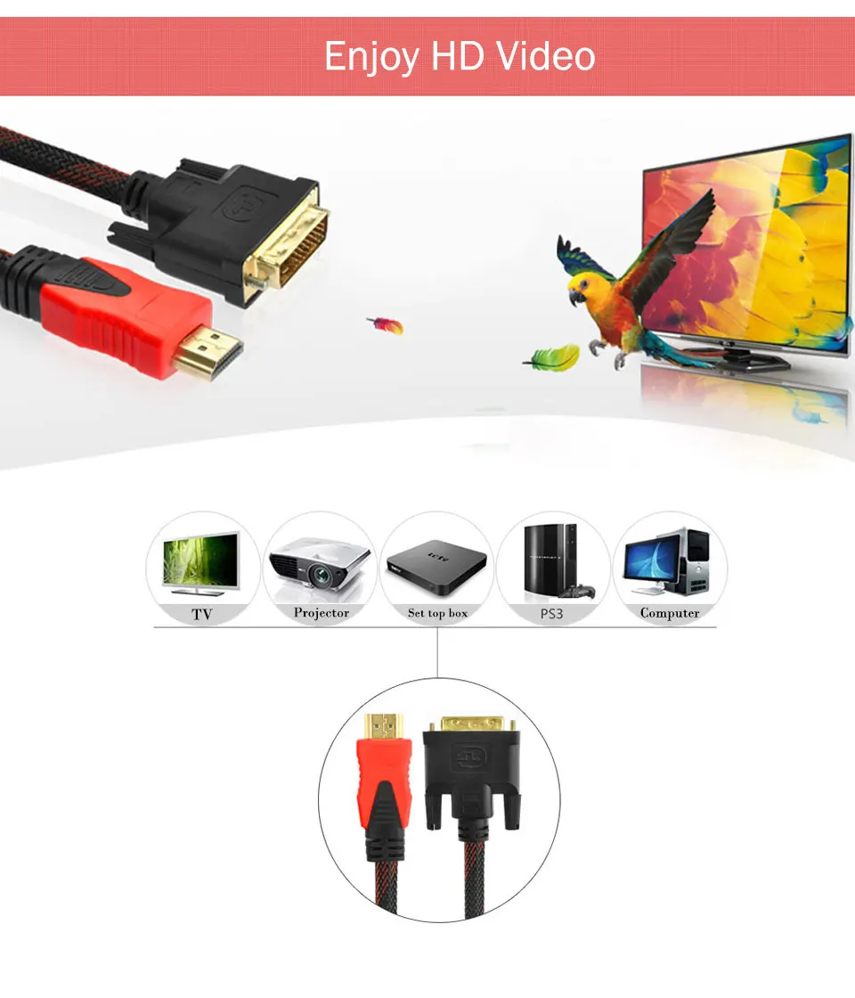 Новые поступления HDMI для переходника dvi кабель hdmi мужской/женский DVI 24+ 1 контактный 1080 P видео конвертер кабель для LCD DVD HDTV xbox HDMI кабель