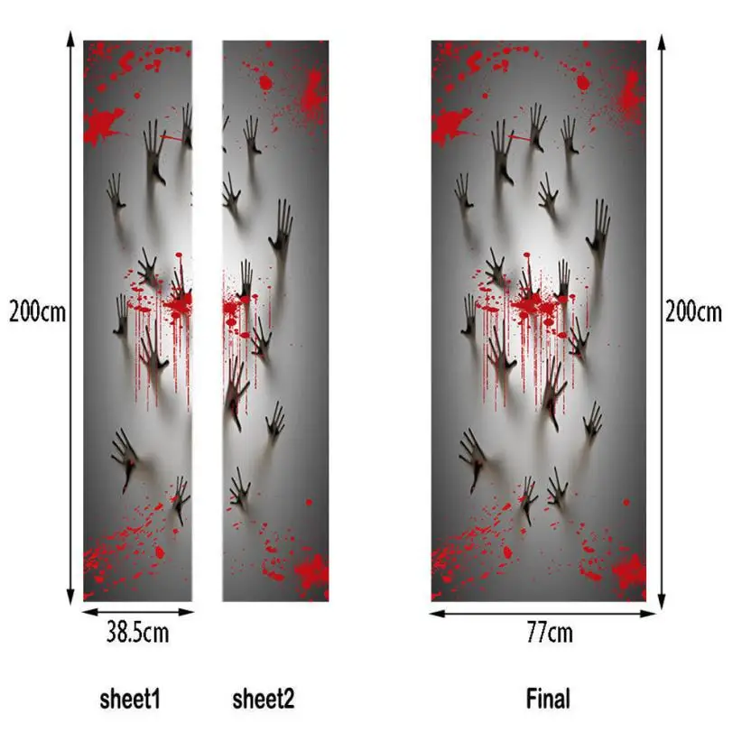 Наклейка на стене на Хэллоуин дом с привидениями Декор окна двери наклейки зомби руки 78X30 дюймов Настенный декор