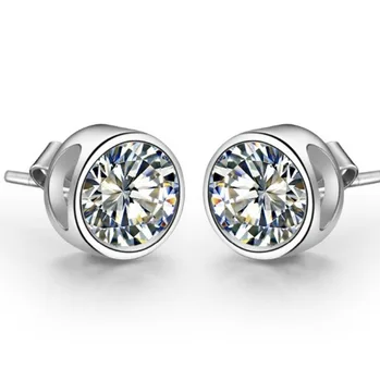 

Certified Genuine 0.5Ct/piece Moissanite Tested Positive Earrings Stud Solid 750 White Gold Engagement White Gold 750 Jewelry