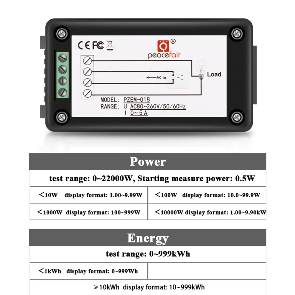 PZEM02 AC 80 V-260 V 100A 4 в 1 ЖК-дисплей цифровой вольтметр Амперметр мощность энергии мультиметр Панель тестер метр монитор