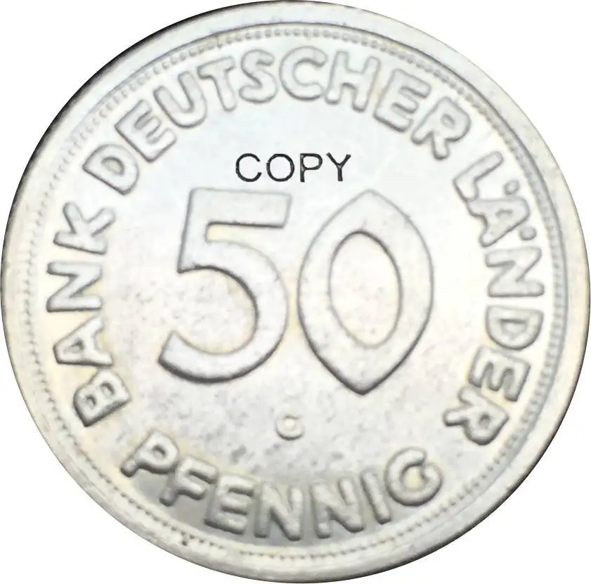 1950 F G J D 50 немецкий PFENNIG латунный никелированный имитация монеты можно выбрать различные цвета на заказ