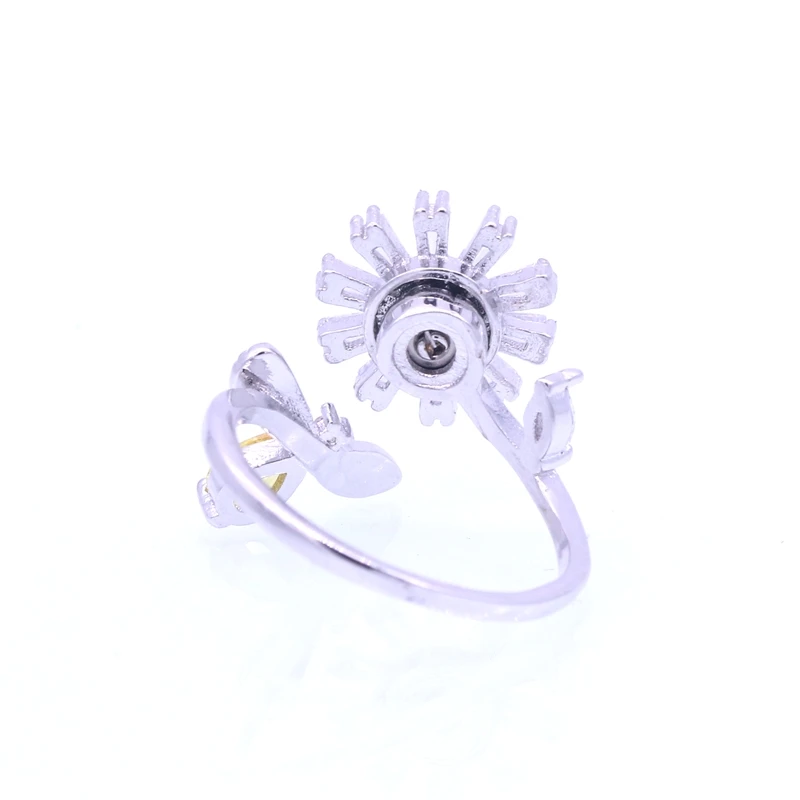 JINYAO белого золота Цвет вращающийся цветок открыто кольцо кольца Zircon для Для женщин модные Обручение ювелирные изделия bijoux(украшения своими руками