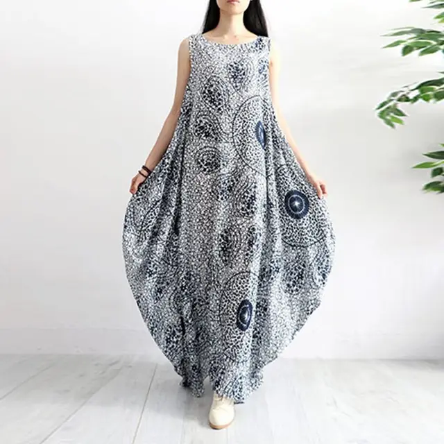 Buy ZANZEA Vintage Cotton Linen Loose Kaftan 2019