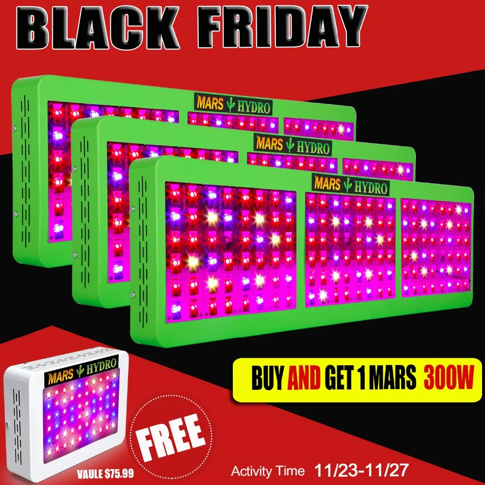 

3PCS Mars Hydro Reflector 800W LED Grow Light Full Spectrum for Hydroponics&Indoor Medical Plants with Growth Bloom Switches