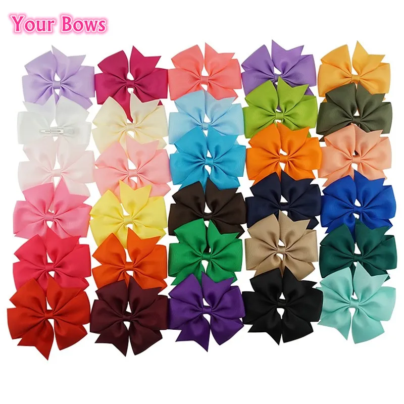 

40PC 4 Inch Hair clip Grosgrain 30color Hairpins children 4.5CM Boutique Girls Accessories Hair Bows pinzas para el cabello