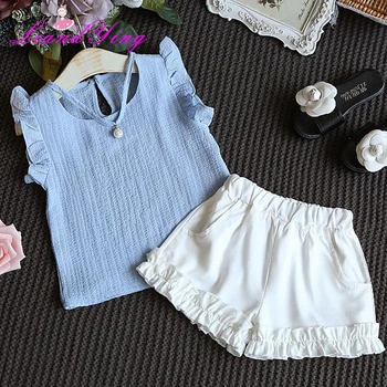

Girls Clothing Sets Kids Clothes Baby Girl Clothes 2019 Summer Baby Bay Clothes Pearl Tops+ Pant 2-9Y