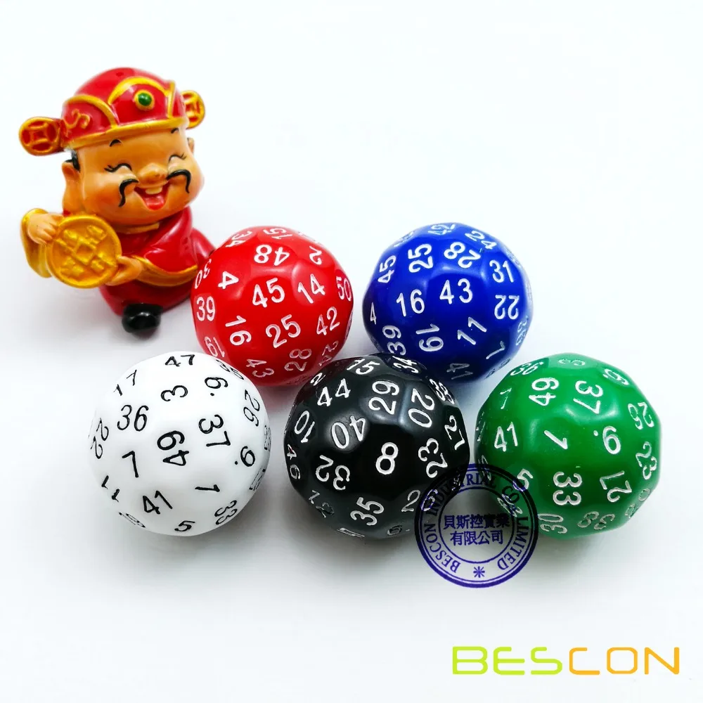 Bescon Polyhedral Dice 50-sided Gaming Dice, D50 die, D50 dice, 50 Sides Dice, 50 Sided Cube of Black Color 3