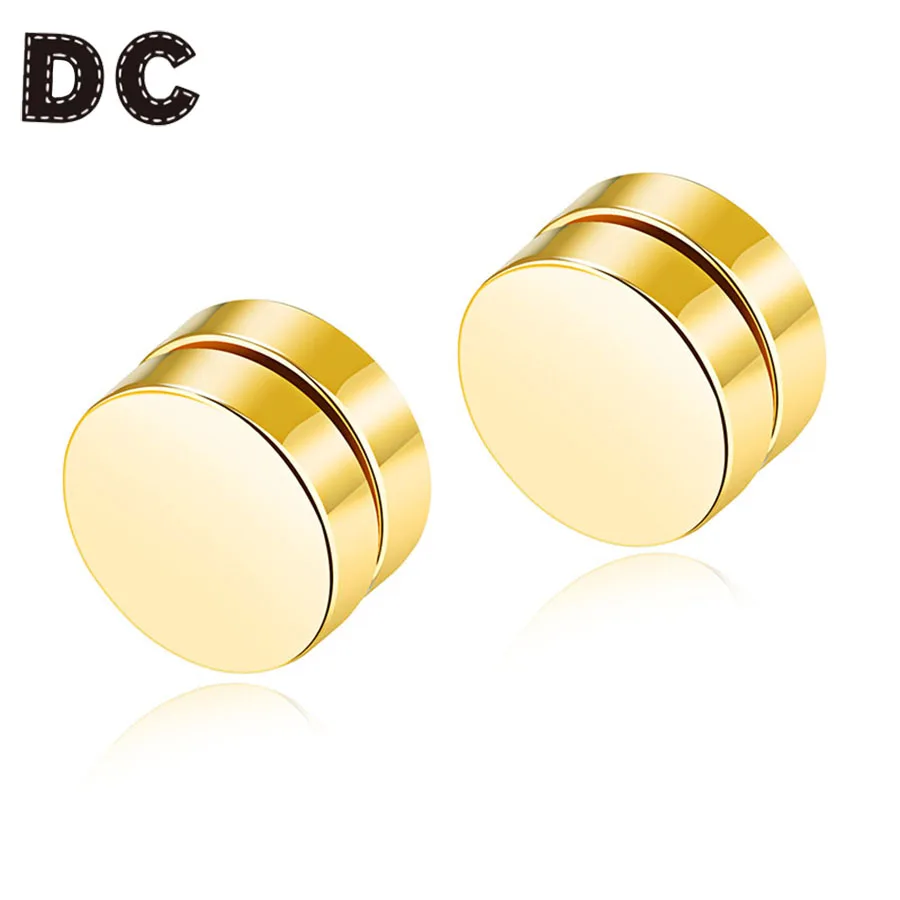 

DC 1 Punk Stainless Steel Round Without Piercing Magnetic Earring Ear Jewelry Gold Black Silver Color for Men Male Party Jewelry
