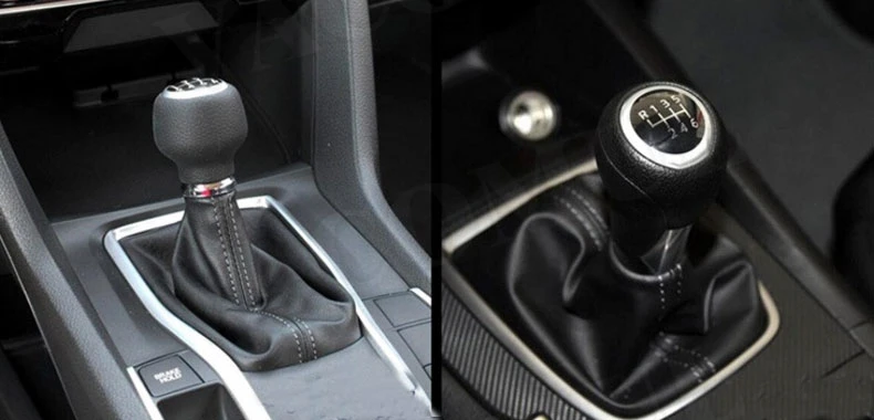 Universal Carbon Fiber Style PU Leather Gear Shift Knob Dust Cover Red Stitch Gear Gaiter Boot Cover Gear Shift Knob Cover