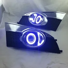 eOsuns Innovative COB angel eye led daytime running light DRL + halo Fog lamp + Projector Lens for chevrolet captiva 2014