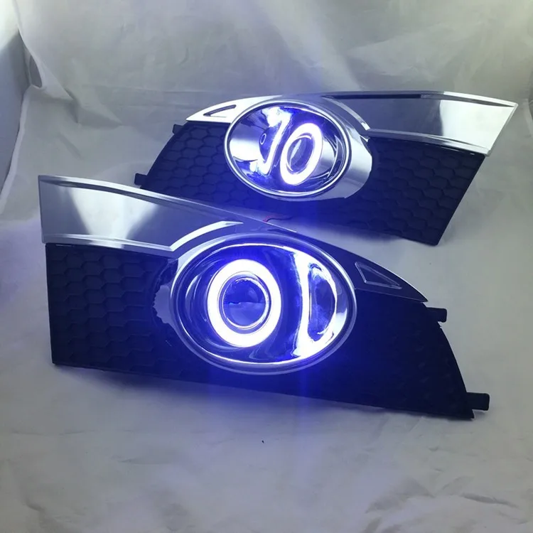 

eOsuns Innovative COB angel eye led daytime running light DRL + halo Fog lamp + Projector Lens for chevrolet captiva 2014