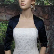 Новинка, женское темно-синее Элегантное Черное болеро, рукав три четверти, вечерние, атласные, вечерние, свадебные, формальные, шаль