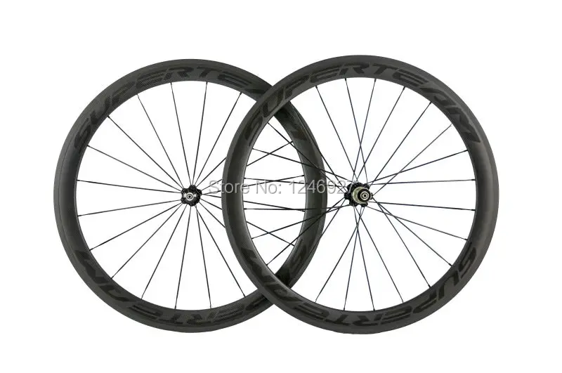 Superteam 50 мм Clincher Углеродные колеса передние и задние глянцевые буквы дорожный велосипед Углеродные колеса гоночный велосипед/велосипед