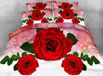 

JF-176 New Arrival 4pcs Tri-angle red rose bedding sets queen super king size bedclothes