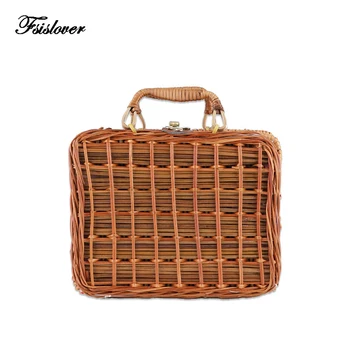 

New Fashion Square Mulit Style Straw Bag Handbags Women Summer Rattan Bag Handmade Woven Beach Circle Bohemia Handbag Wicker Bag