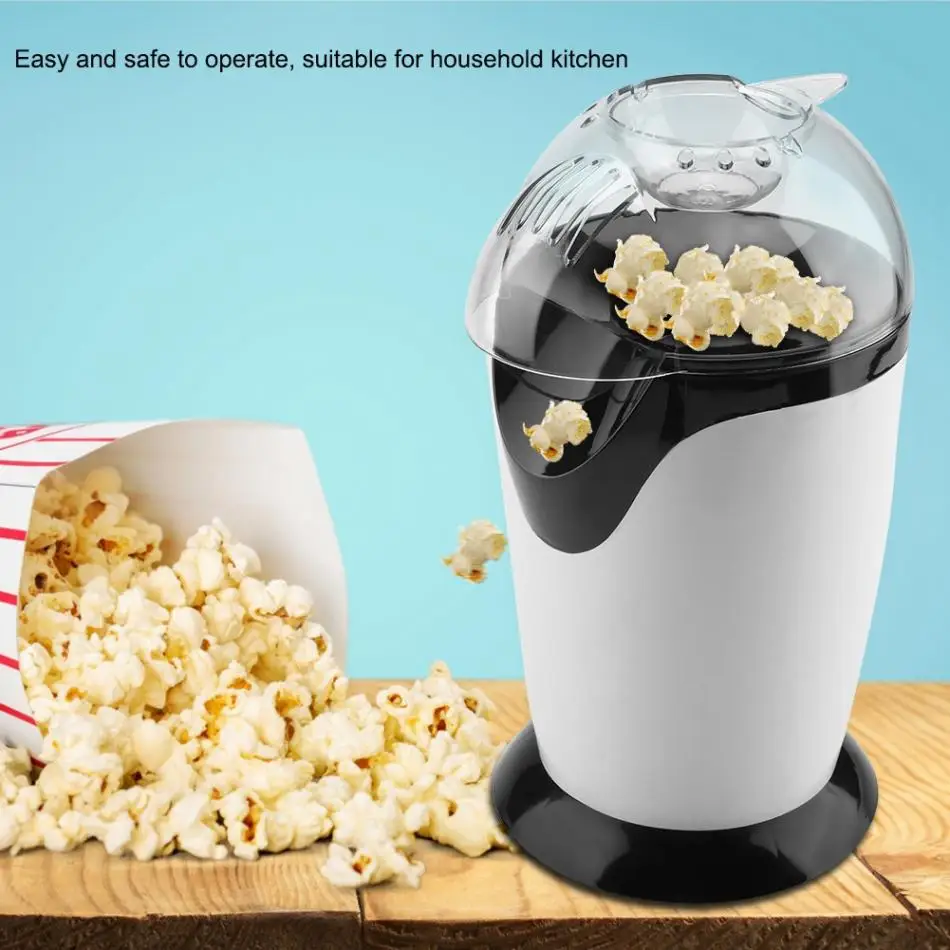 1200W Portable Electric Popcorn Maker Home Round/Square Hot Air Popcorn Making Machine Kitchen Desktop Mini DIY Corn Maker