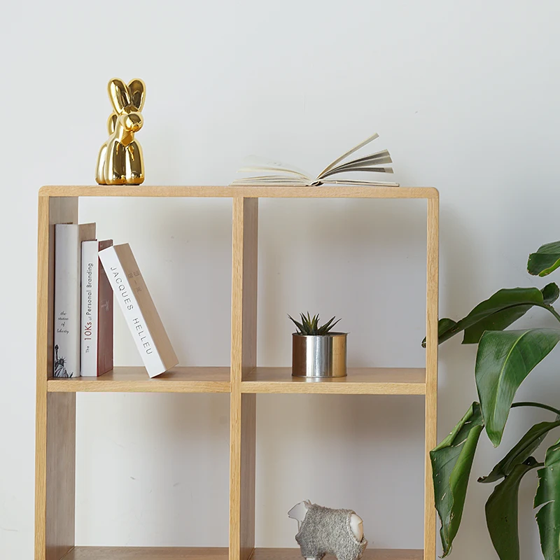 Модный скандинавский креативный твердый деревянный книжный шкаф, маленькая мебель для гостиной, современный минималистичный книжный шкаф