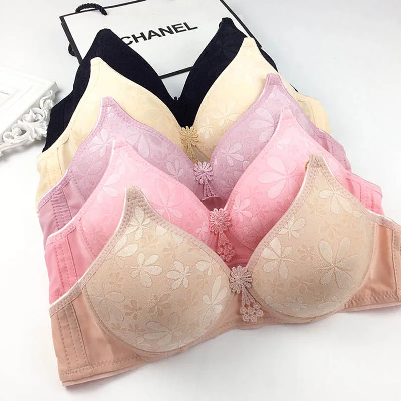 

New Style Large Size Wieless Bra Wire Free Thin Section Breathable Gather Two-breasted Middle-aged Underwear Bra 0051