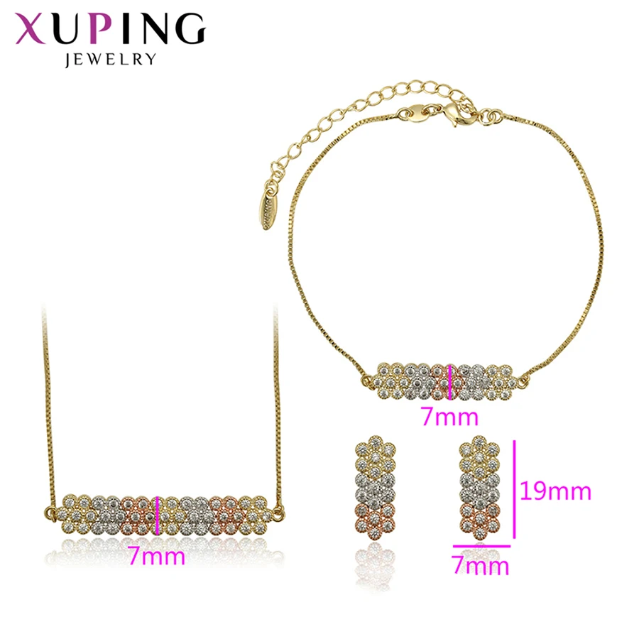 Xuping экологические медные геометрические синтетические CZ серии 3 piece ювелирные