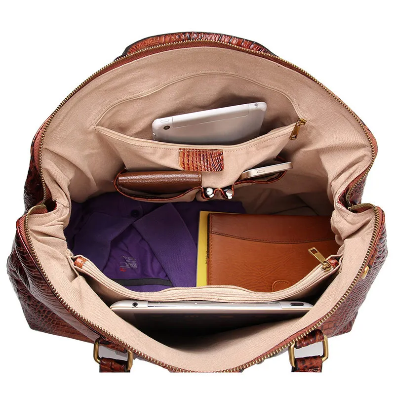 Аллигатор шаблон большой размер большой емкости Винтаж натуральная кожа мужские дорожные сумки 15,6 ''ноутбук мужские сумки почтальона# M6003
