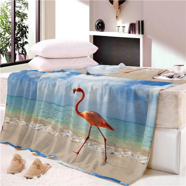Girly Velvet Plush Ultra Soft Throw Blanket Adorable Flamingo Pattern