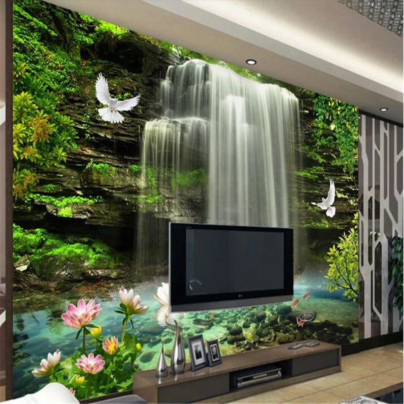 3d Wallpaper Custom Waterfall | Photo Wallpaper 3d Waterfall | 3 Wallpaper  Waterfall - Wallpapers - Aliexpress