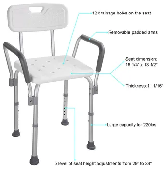 

Medical Shower Seat Adjustable Height Bathtub Bench Transfer Chair Stool