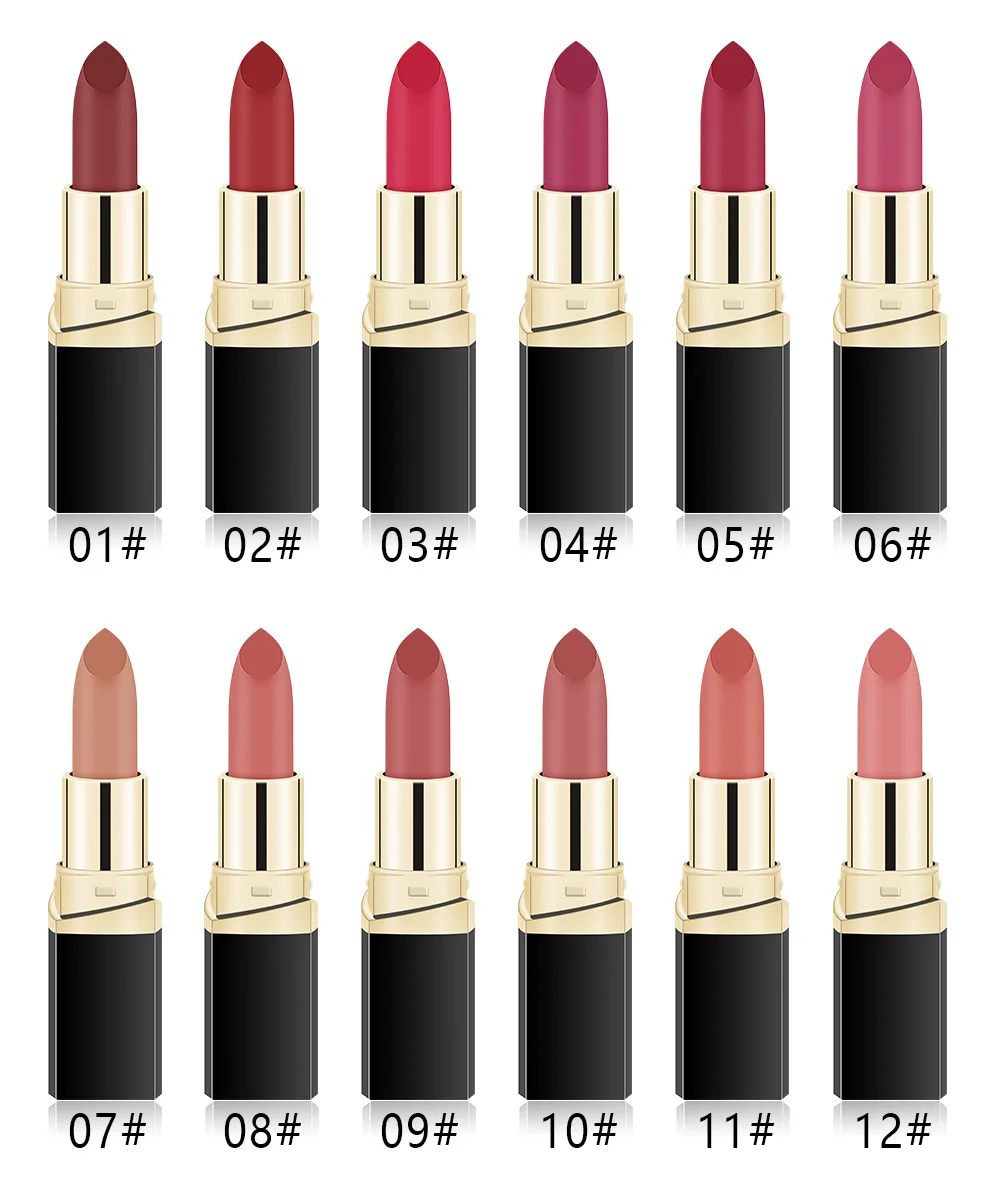 MISS ROSE Lipstick Matte Waterproof Make Up Long Lasting Lip Stick 42 Colors Easy To Wear Lipstick Lips Makeup Mate Lipstick