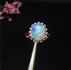925 пробы Silver Rainbow овальный опал Юбилей кольцо с регулируемым размером для Для женщин День рождения Рождественский подарок матери