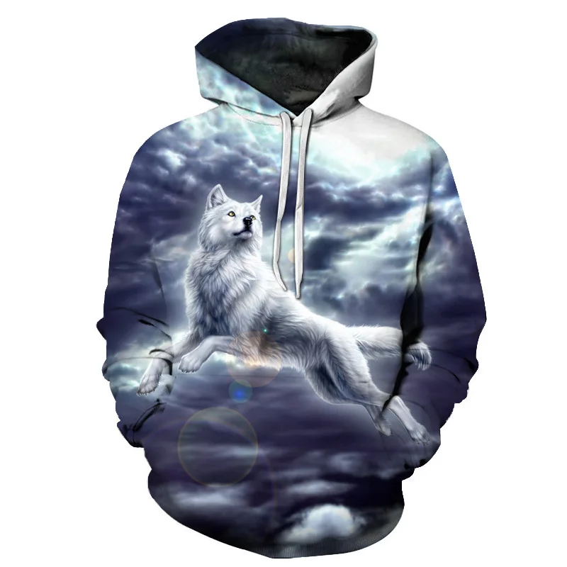 New Fashion Wolf Hoodies Men/women 3D Sweatshirts Print Double Wolf Hoody Hooded Street Novelty
