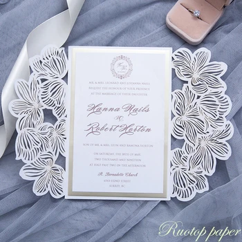 

Laser Cut Wedding Invitations Cards greeting Elegant Invitation with Envelopes&inner Invitations cards for Mariage