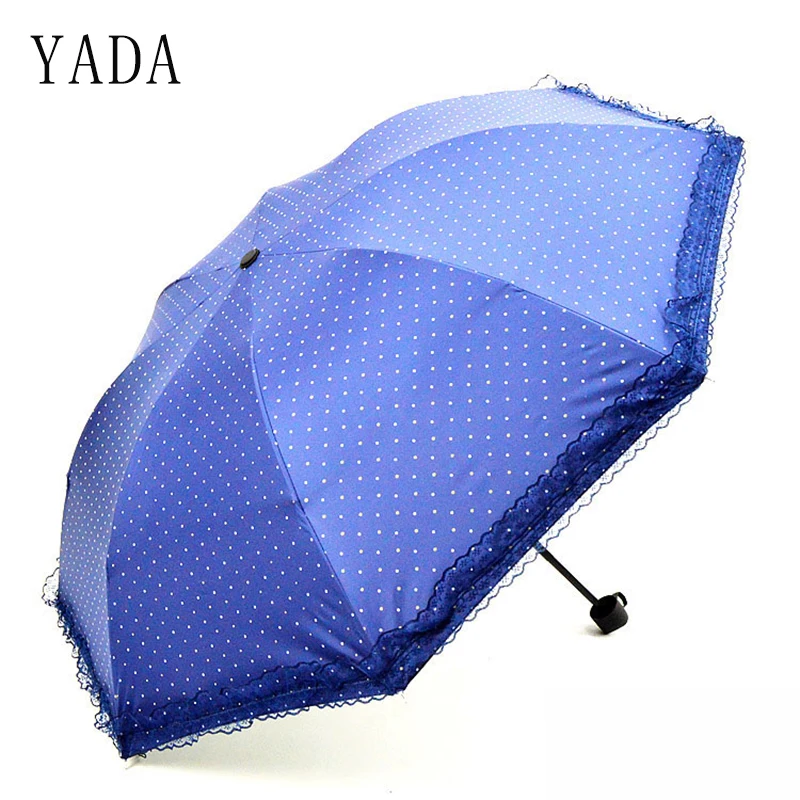 

YADA Double Layer Lace Flower Dot Umbrella Rainy Wedding Umbrella For Women UV Folding Windproof Umbrellas Parasol Gift YD194