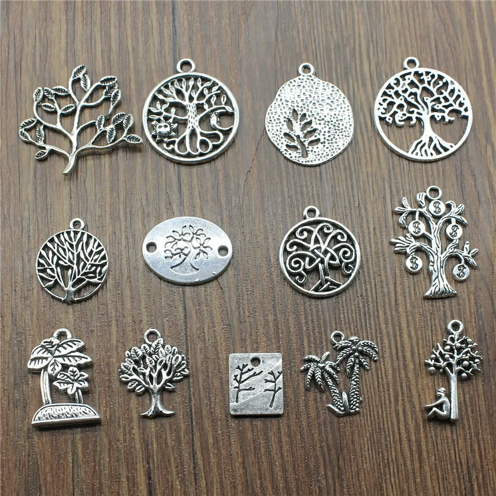 

10pcs Charms Tree Vintage Antique Silver Color Lucky Tree Pendant Charms Life Tree Charms Jewelry Accessories