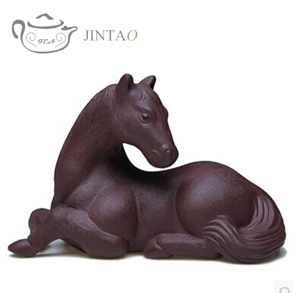 Kuda Tanah Liat Ungu Buatan Dekorasi Patung Buatan Tangan