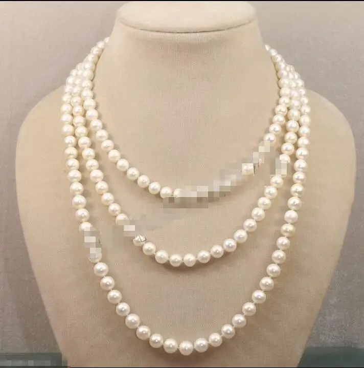 

Hot sale new Style >>>>>NEW! 7-8MM NATURAL WHITE AKOYA PEARL NECKLACE 50"LONG FASHION JEWELRY