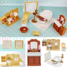Мини-люкс Ванная комната Пластик миниатюры мебели Наборы Набор для DIY кукольный домик дети игрушки Декор Куклы подарок для детей