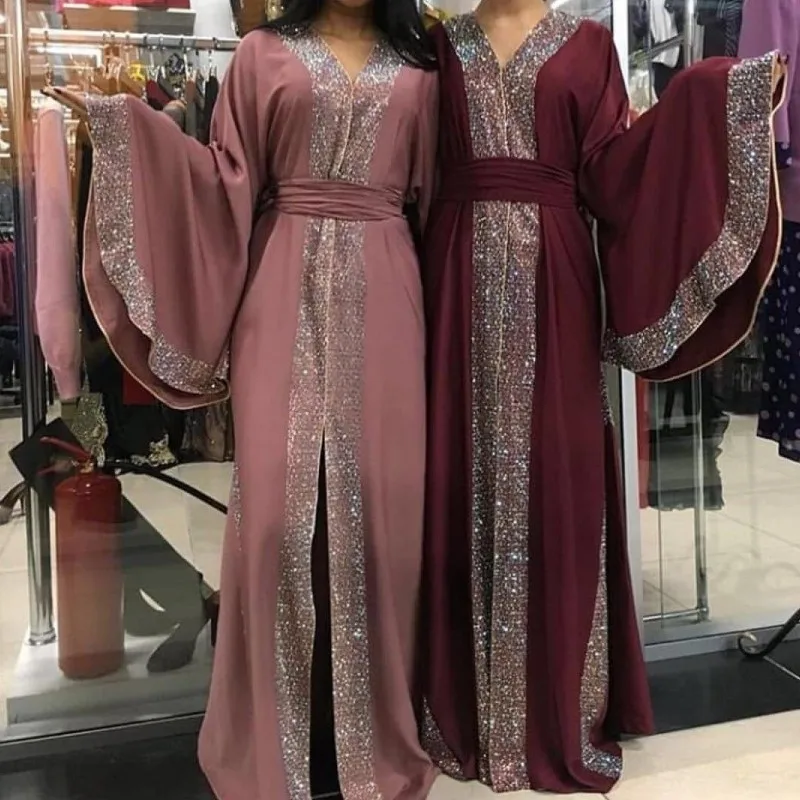 

Kimono Kaftan Handstudded Robe Dubai Islam Muslim Hijab Dress Abaya Turkey Caftan Marocain Qatar Oman Turkish Islamic Clothing