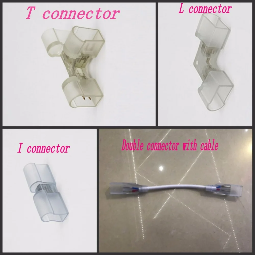 1 шт. Led neon коннектор аксессуар ПВХ I Тип T тип L тип двойные разъемы с кабелем для одного цвета неоновый светильник