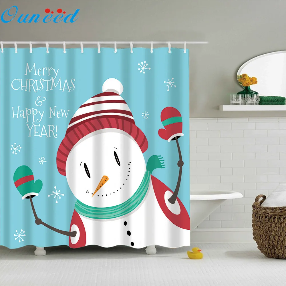 

Ouneed Shower Curtains @ Christmas Waterproof cute Bath/Toilet Curtains 12 Hooks Bathroom Shower Curtain 2019 HOT sale drop ship