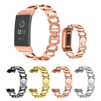 

4 Color /PT Watch Band Full Stainless Steel Bracelet Smart Watch Replacement Band Strap Rose Gold Silver For Fitbit Charge 3