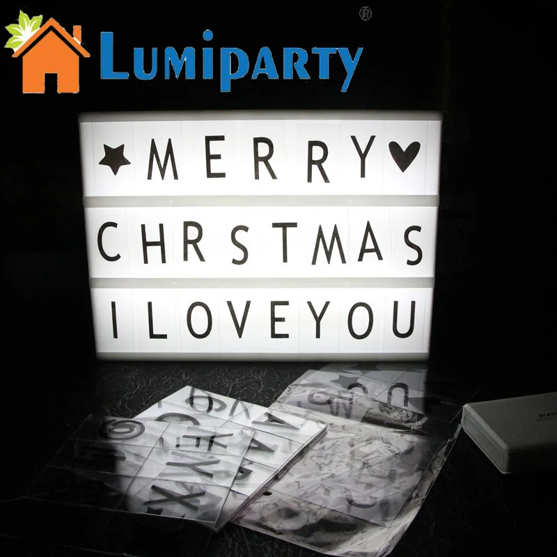 

LumiParty DIY Cinematic Light Box A4 Light Up Letter Box Sign LED Lightbox Message Board with 72pcs Letters Cards jk35