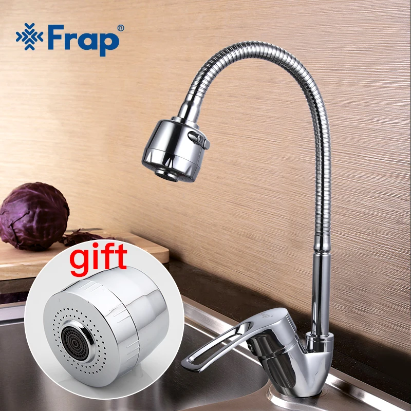 Meilleur FRAP mélangeur de cuisine solide avec 1pc tête d arrosage froid et chaud flexible mitigeur trou robinet d eau Torneira F43701 B + F33