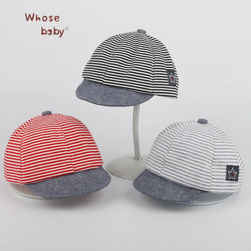 Baby Hats For Boys Newborn Summer Cotton Casual Striped Soft Eaves